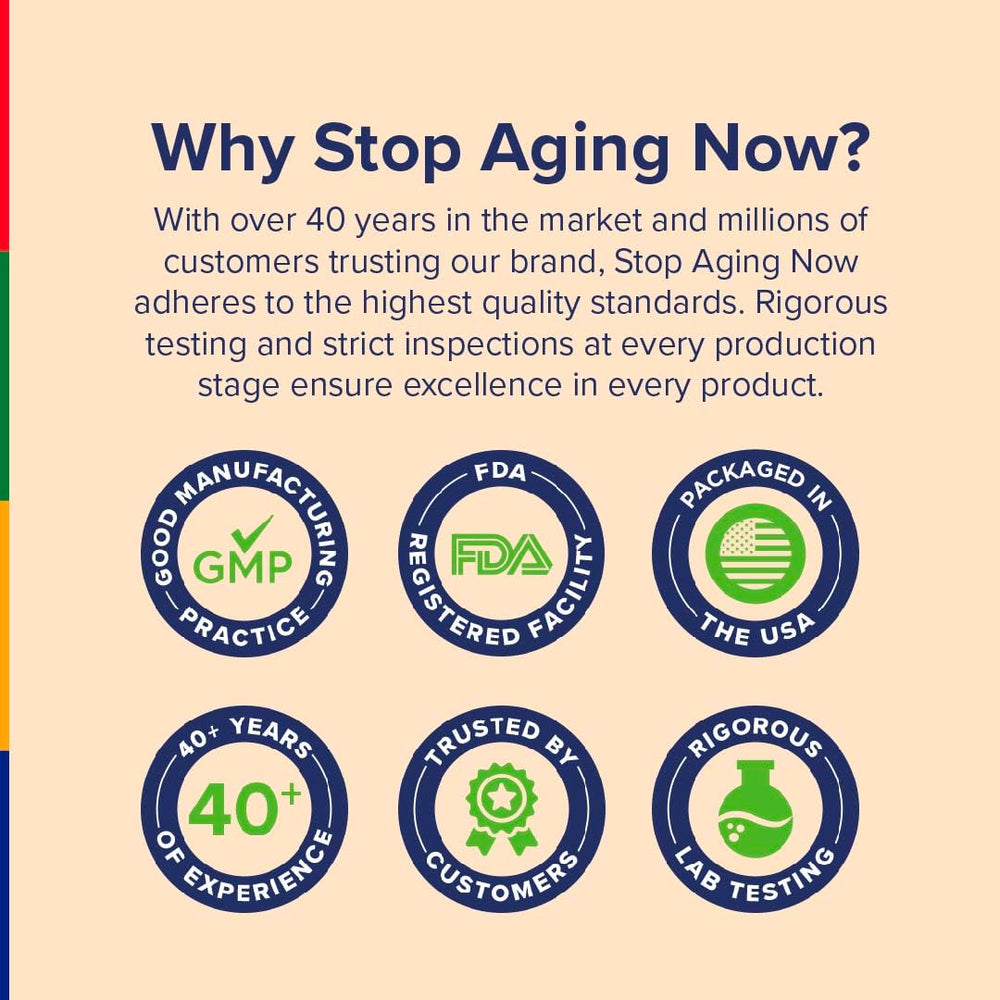 Stop Aging Now CoQ10 softgels pour showing easy dosing.