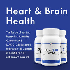 Close-up of Stop Aging Now CUR-Q10 Ultra Complex capsules highlighting the turmeric-CoQ10 blend