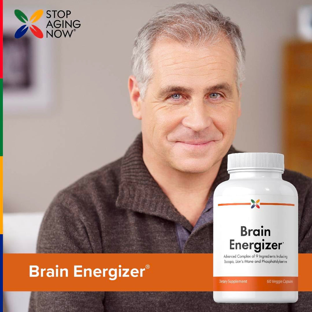 Stop Aging Now DMAE capsule close-up signifying brain-boost context