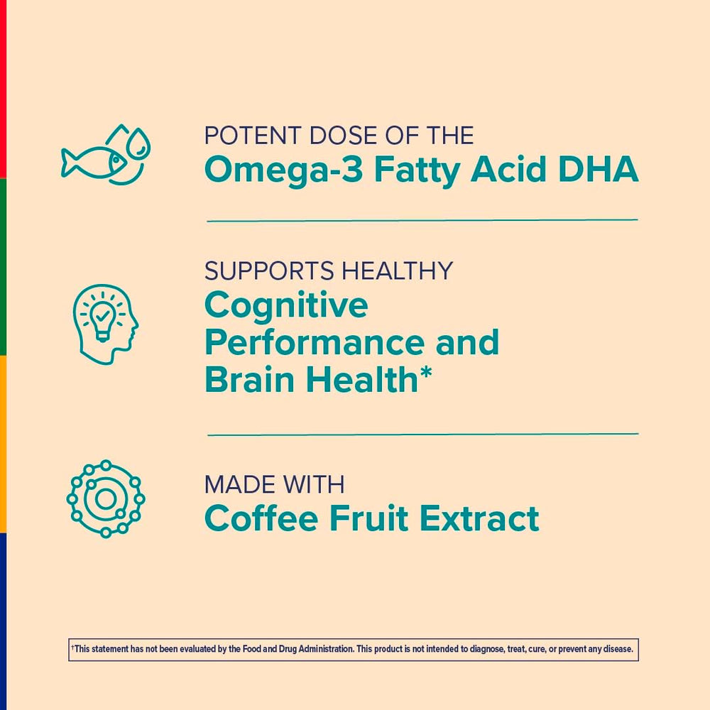 Stop Aging Now Omega-3 bottle label close-up highlighting DHA and EPA for daily intake