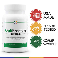 Stop Aging Now OptiProstate Ultra capsules pour, convenient daily serving.
