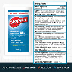 Stopain travel-friendly gel packets for TSA-approved relief.