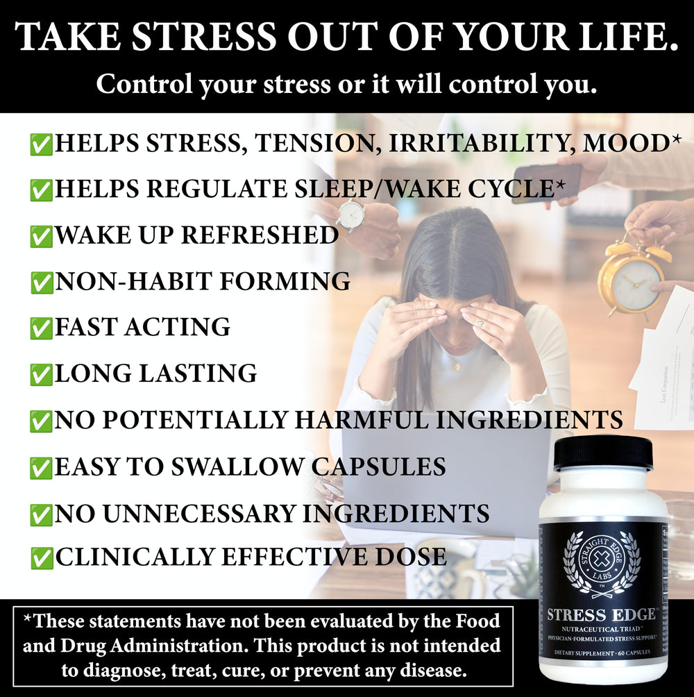 Straight Edge Stress Edge magnesium bisglycinate for gentle relaxation.