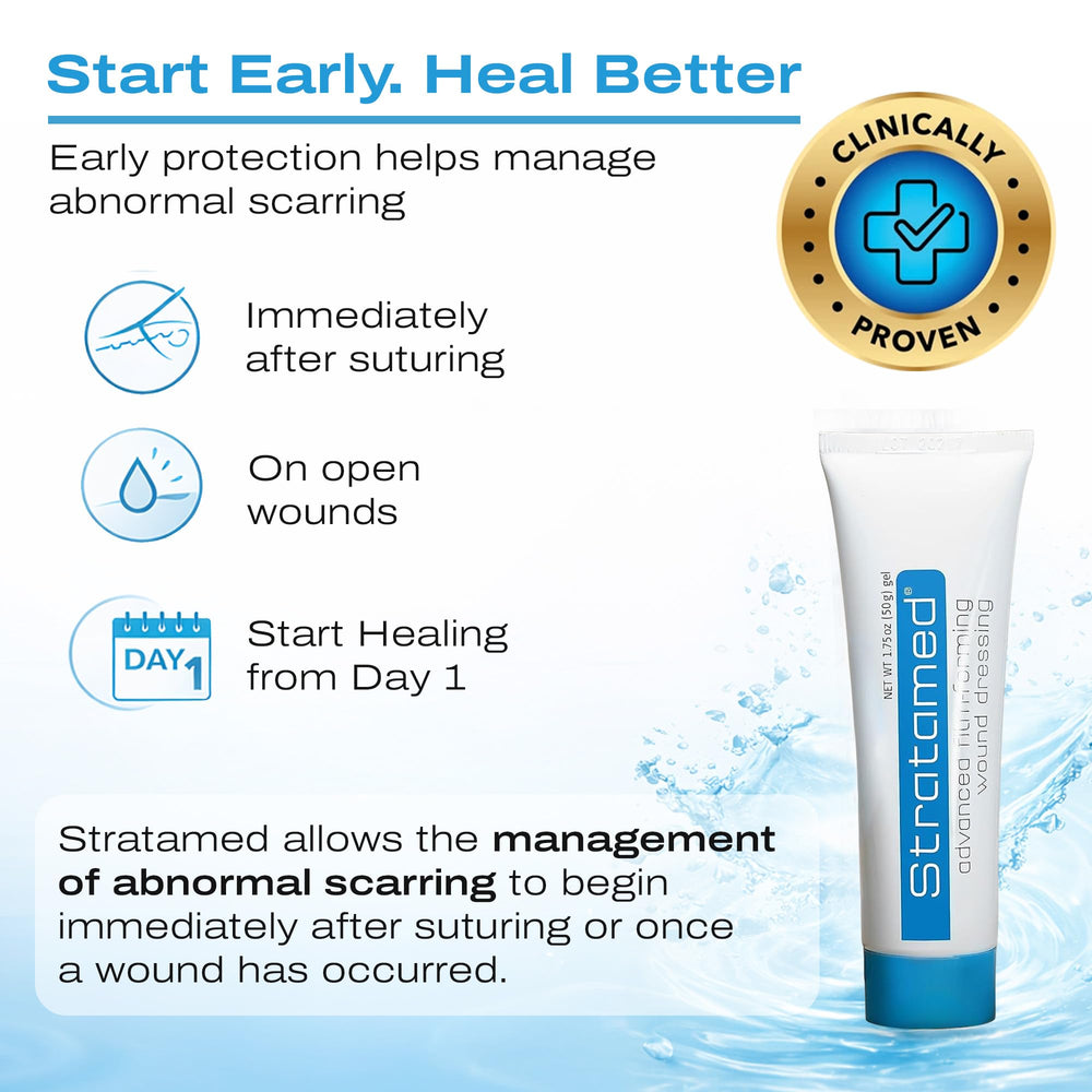 Stratamed transparent odorless dressing applied on skin for comfortable, discreet wear.