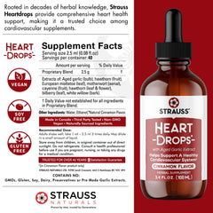 Strauss Naturals Heart Drops with hawthorn and European mistletoe for balanced heart health.