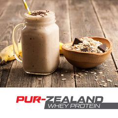 Strength Genesis Pur Zealander whey chocolate ingredients list on the label.