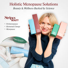 STRIPES Naomi Watts menopause-friendly support shown as flexible daily wellness.