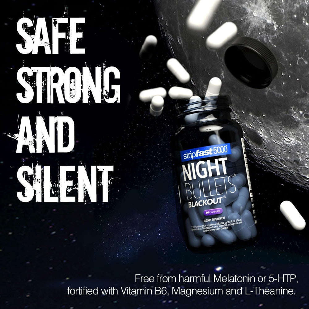 Stripfast5000 Night Bullets packaging box with premium design and branding