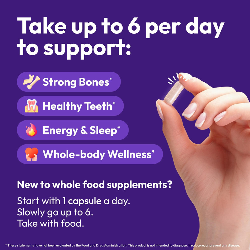 Strong Jaw calcium D3 K2 magnesium capsules highlighting essential minerals for bone health.