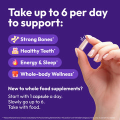 Strong Jaw calcium D3 K2 magnesium capsules highlighting essential minerals for bone health.