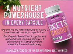 Strong Organics Beet Carrot Juice Caps pour shows caffeine-free energy potential