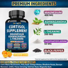 StrongVit cortisol capsules close-up showing easy daily capsules for calmer days