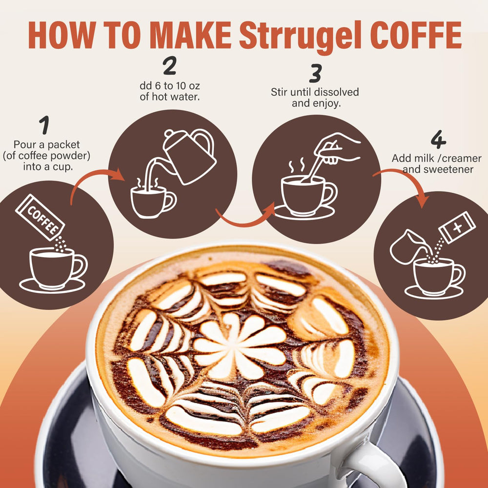 Strrugel Mushroom Coffee on-the-go pack beside laptop for focus.