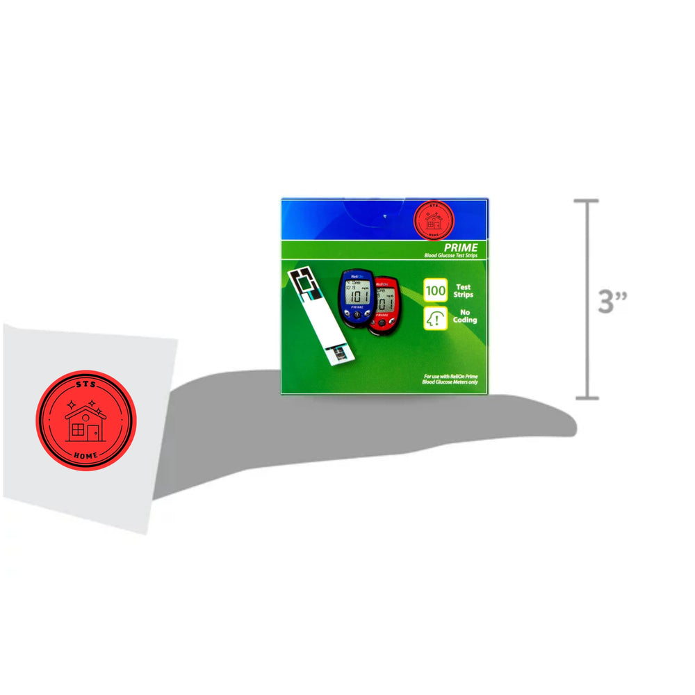 Open Prime Test Strips box showing the fifty-strip supply.