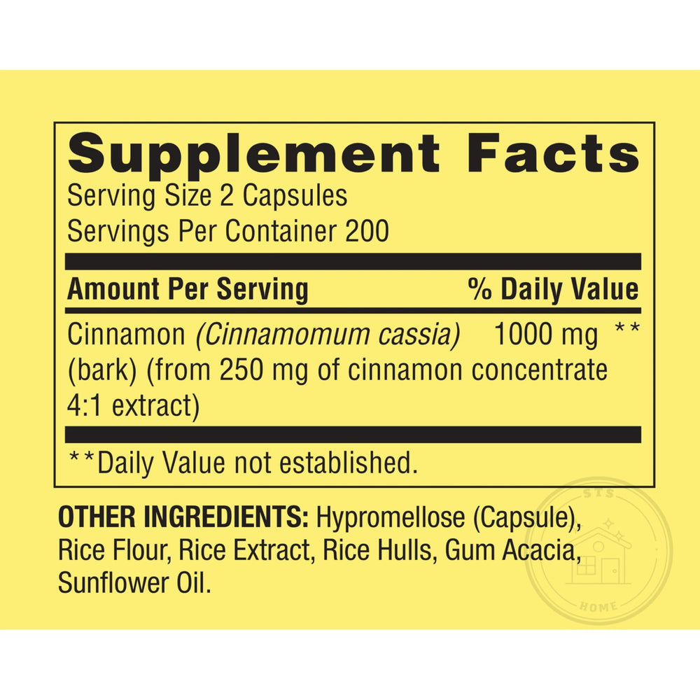 STS Home Cinnamon 400-count bottle on shelf emphasizing value and quantity