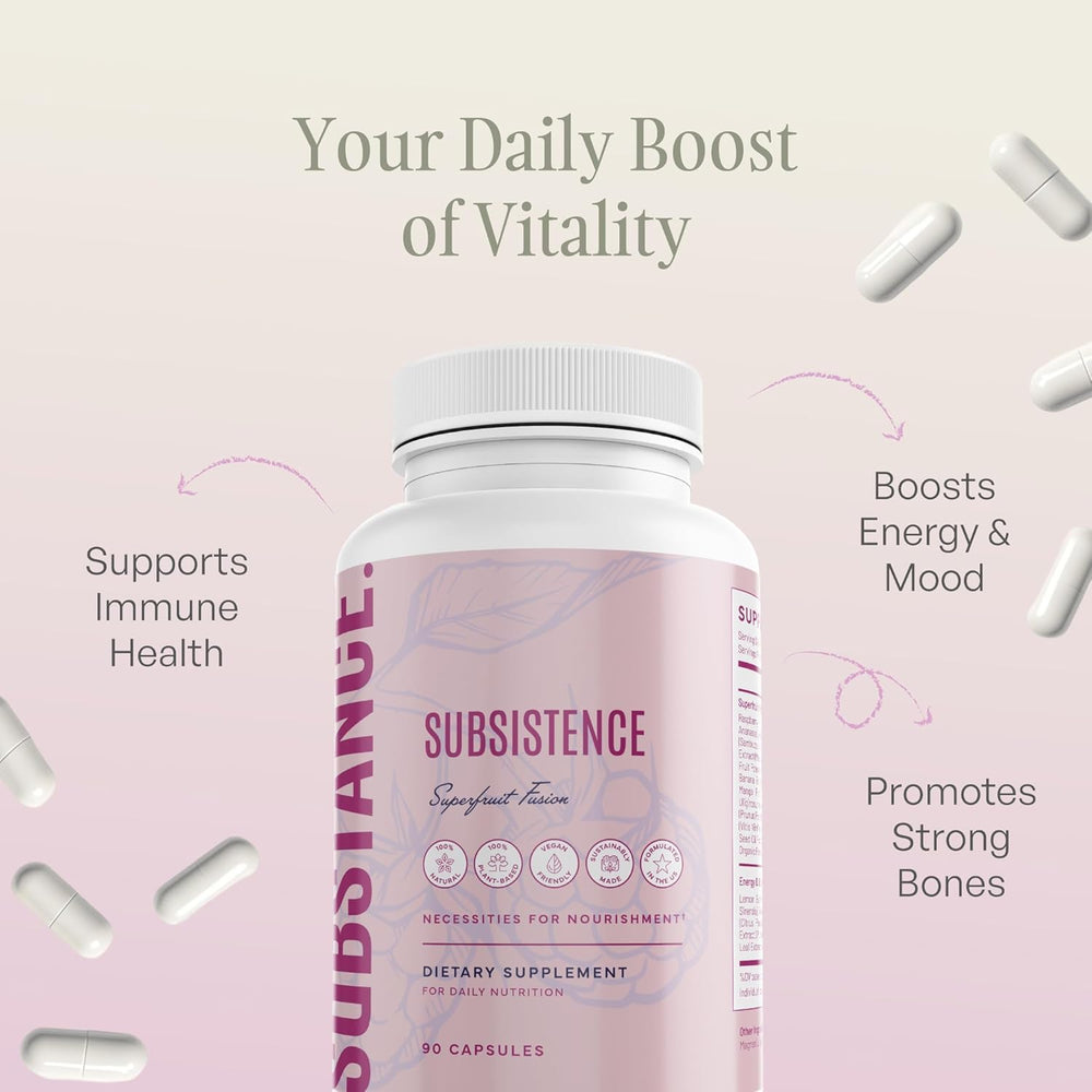 SUBSTANCE Acai-Pomegranate-Elderberry close-up; vibrant fruit blend enhances aroma and flavor.