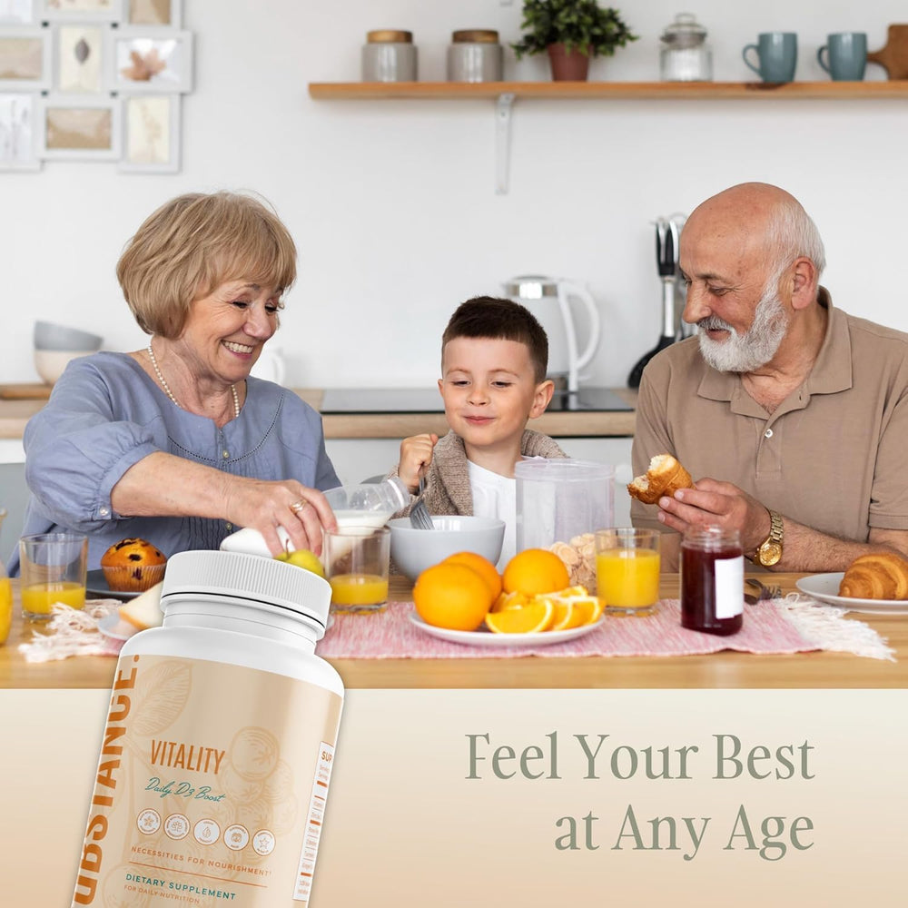 SUBSTANCE bone-health-daily-use bottle beside a calm morning routine.