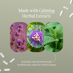 SUBSTANCE Nature's Deep Dreams herbal blend with leaves backdrop signals natural sleep support.
