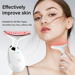 Suenohyu face-neck massager white in use on the face with ergonomic grip