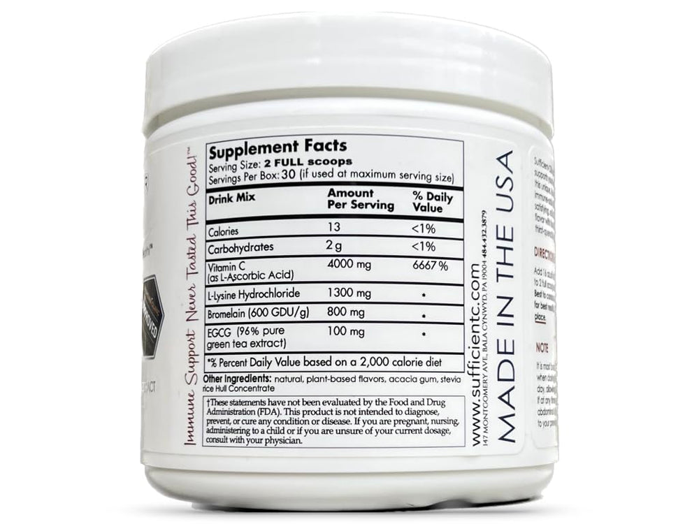 Sufficient-C 4000mg vitamin C powder ready for on-the-go wellness