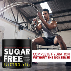 Sugar Free Electrolytes unflavored powder mixed in water for keto-friendly hydration.