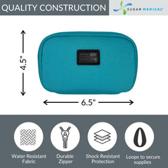 Sugar Medical Omnipod Metro case interior with elastic loops keeps test strips safe.