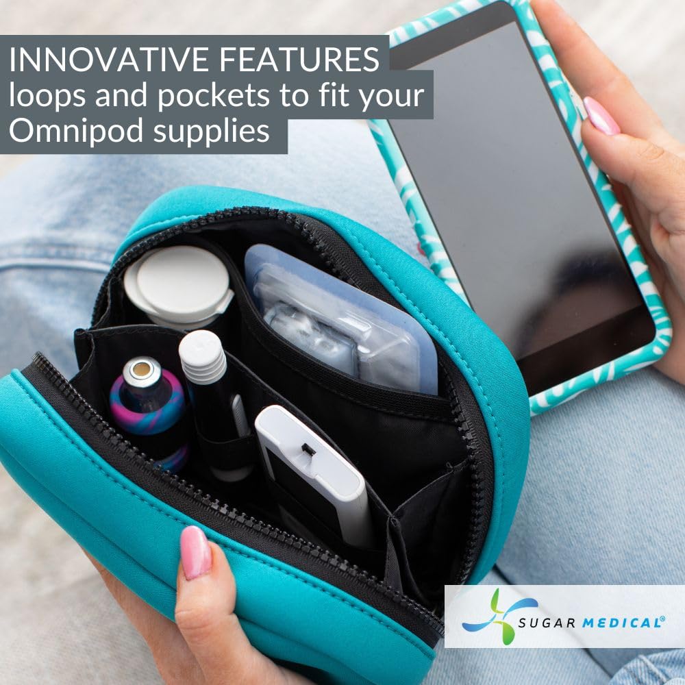 Sugar Medical Omnipod Metro case water-resistant material protects supplies on rainy days.