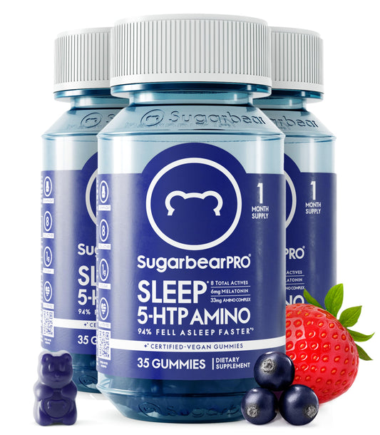 SugarBearHair Sleep Gummy bottle for a calm bedtime routine