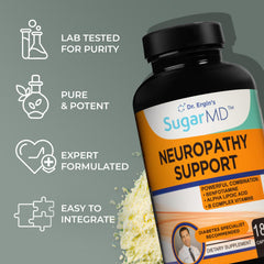 SugarMD Neuropathy third-party lab-testing mark reassures purity and safety.