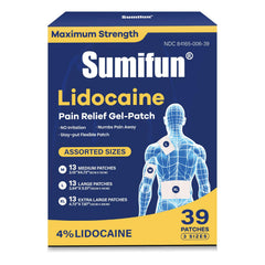 Sumifun 4% lidocaine patches multi-size kit pack offers versatile, targeted relief options.