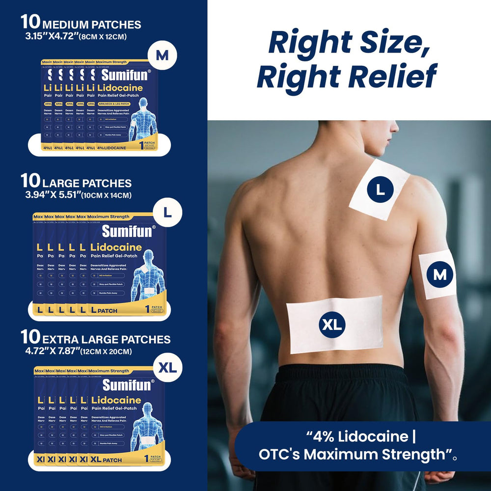 Sumifun 4% lidocaine patch pack-30 for versatile multi-size relief