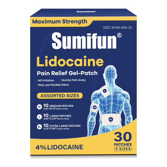 Sumifun 4% lidocaine patch XL back-coverage for broad muscle areas and comfort