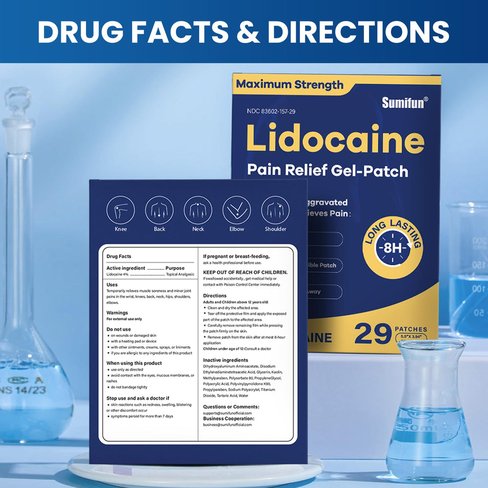 Sumifun lidocaine patch adheres securely on skin during movement