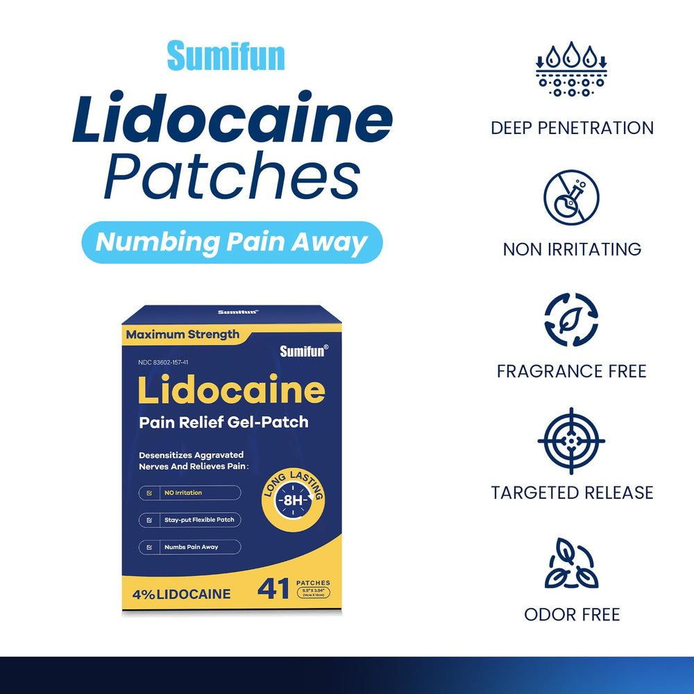Sumifun lidocaine patch maximum strength large size for broad coverage.