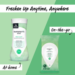 Summer’s Eve Aloe Love wash pump bottle enabling easy daily use.
