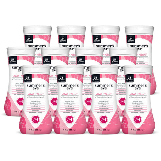 Summer’s Eve Sheer Floral body wash bottle for daily freshness.