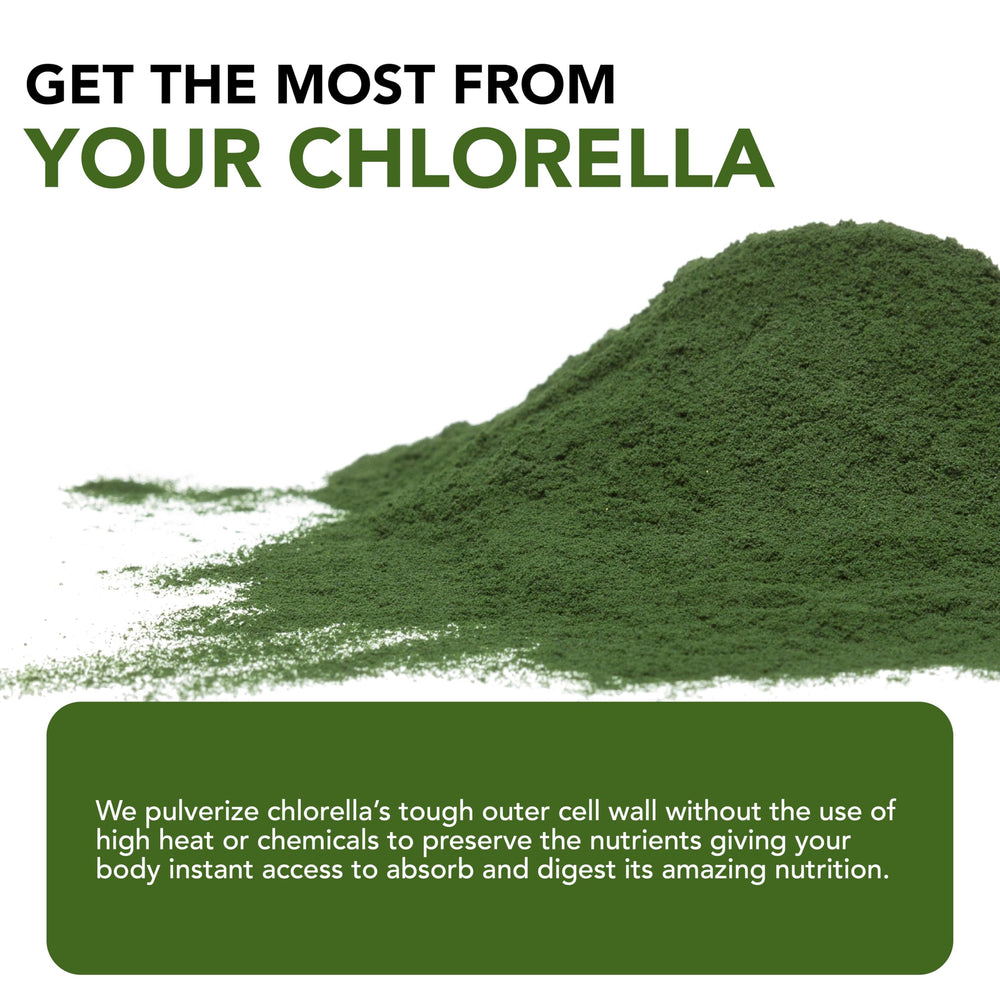 Sun Chlorella bottle label highlights vitamin B12 and iron