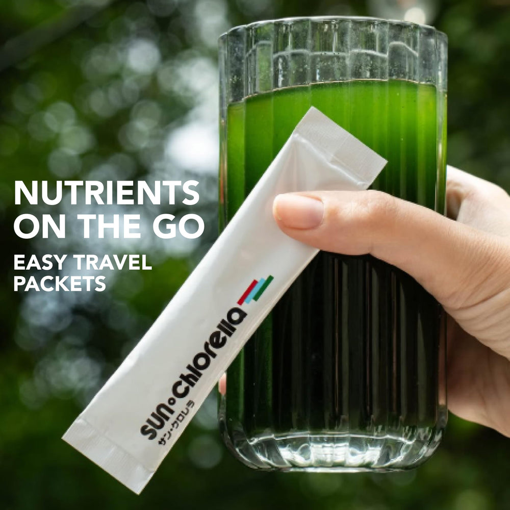 Sun Chlorella closeup of powder highlighting natural nutrients