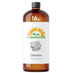 Sun Essential Oils camphor oil bottle shown for diffuser use and fresh scent