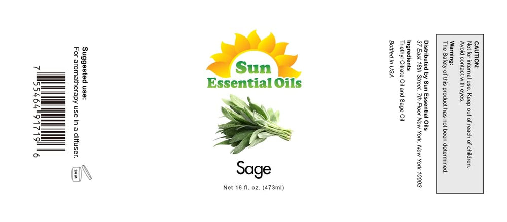 Sun Essential Oils Sage essential oil in diffuser setup for calming spaces.