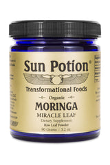 Sun Potion Moringa Leaf Powder jar front ready for smoothie greens
