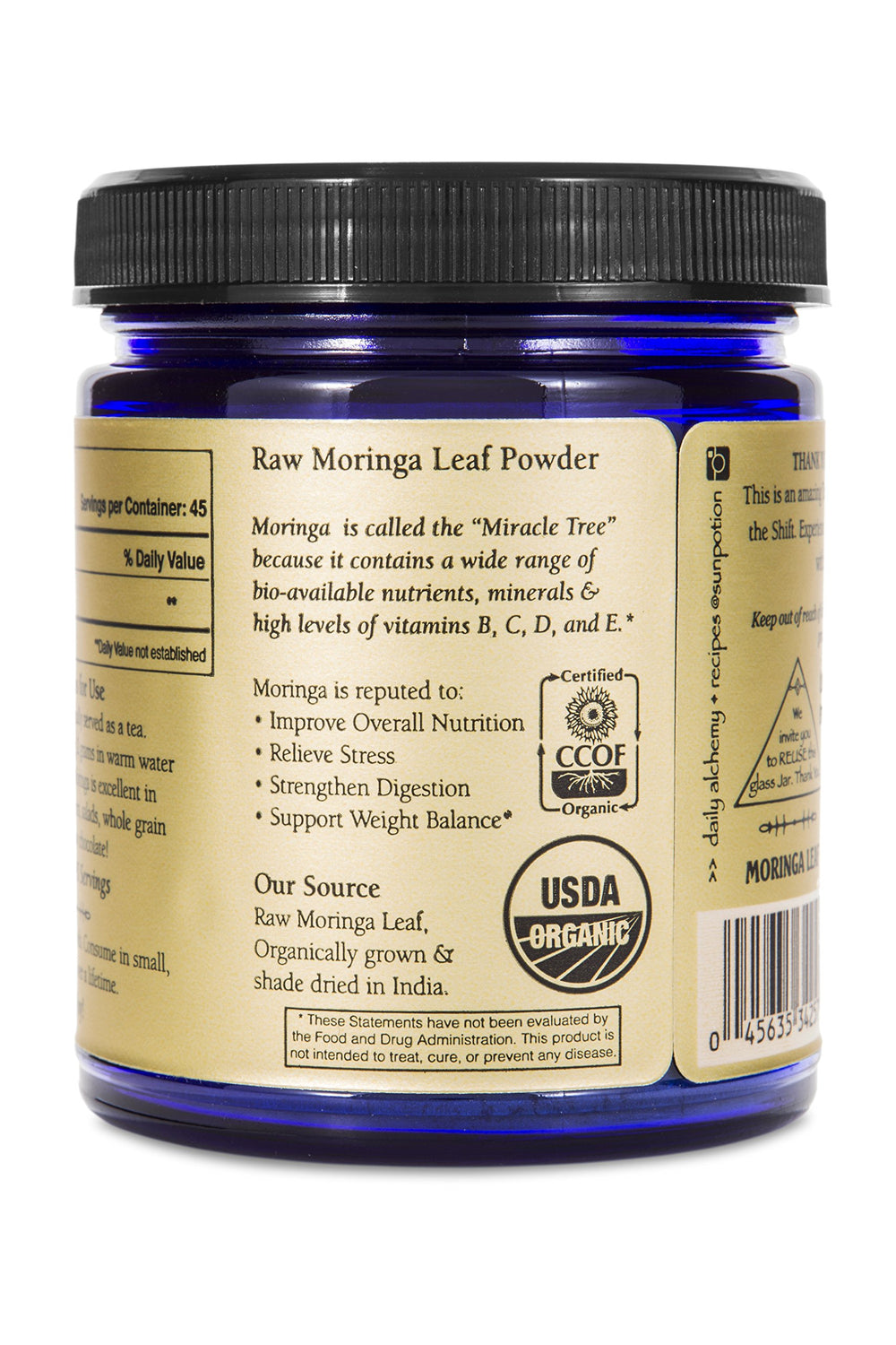 Sun Potion Moringa Leaf Powder scoop for precise greens measurement