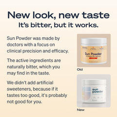 Sun Powder bottle with pour-spoon view for easy daily ingestion