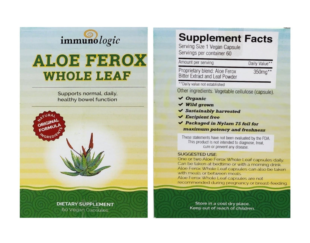 Sun Star Organics Aloe Ferox blend ingredients close-up with vitamins and fiber