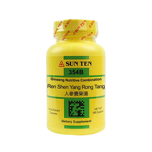 Sun Ten Ren Shen Yang Rong Tang bottle with capsules for energy balance.