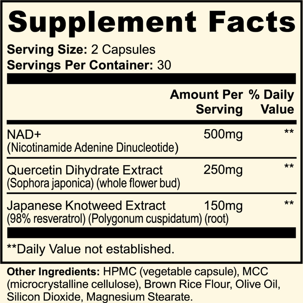 Sun Vitals NAD+ Plus 60 capsules per bottle shown