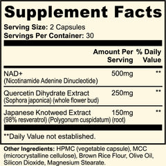 Sun Vitals NAD+ Plus 60 capsules per bottle shown