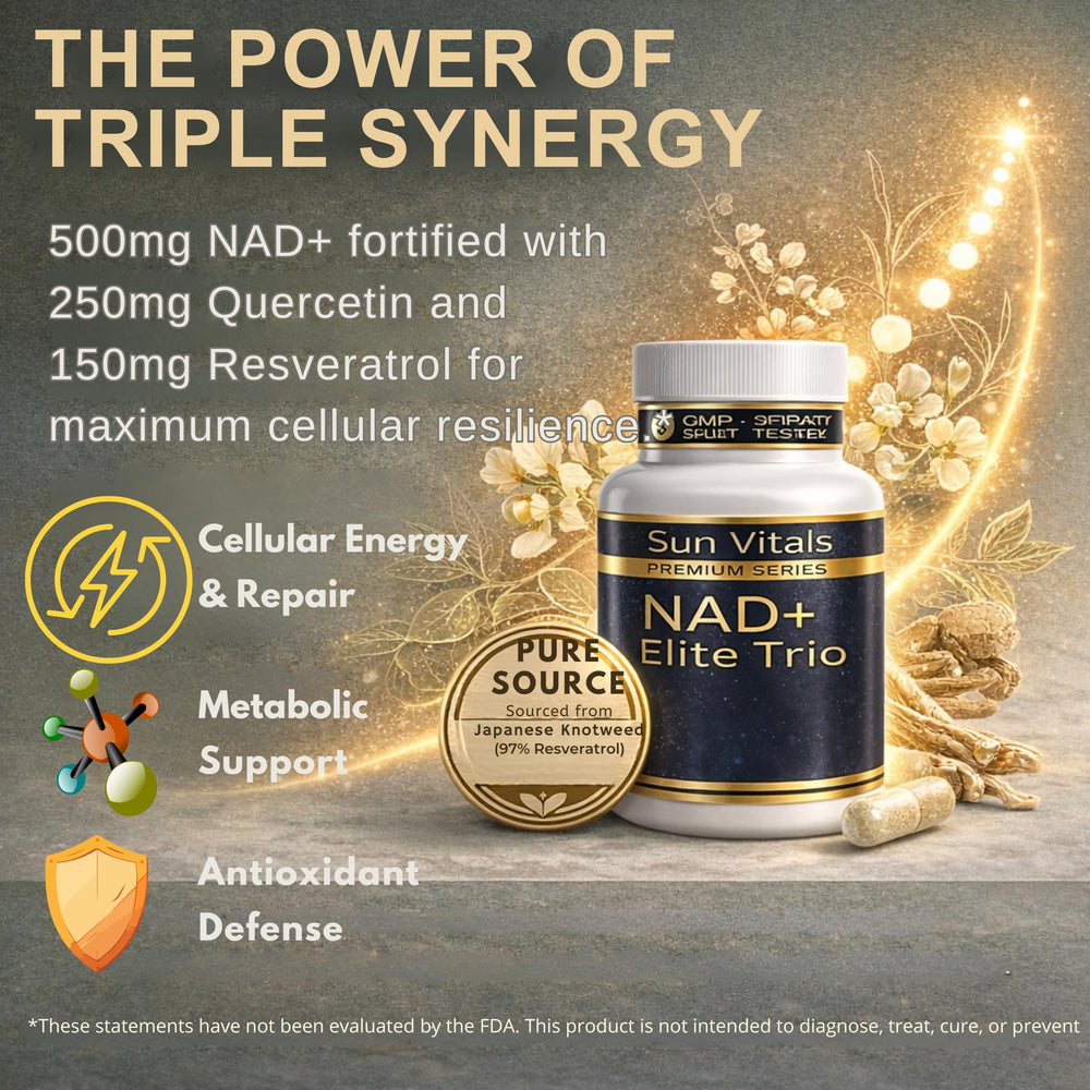 Sun Vitals NAD+ Plus capsules closeup on vegan capsules