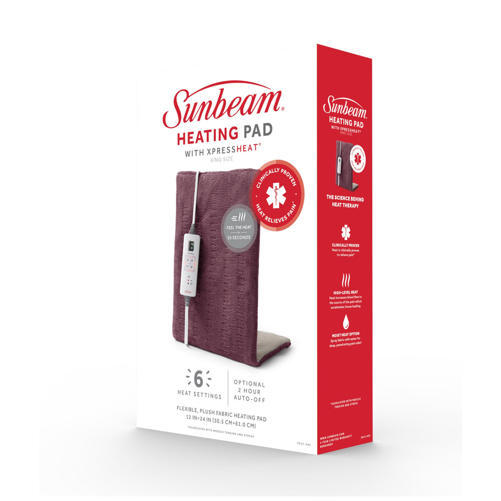Sunbeam 9-foot cord with auto-shutoff for flexible, safe use