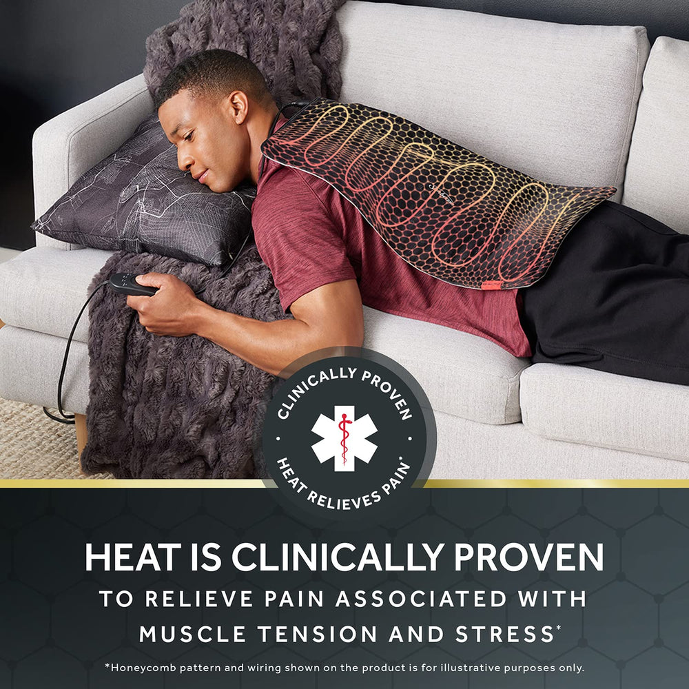 Sunbeam AdvancedHeat king-sized pad moist heat option for deeper warmth.